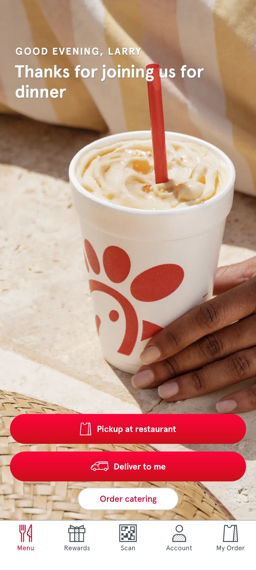 splash screen of the chick fil-a app