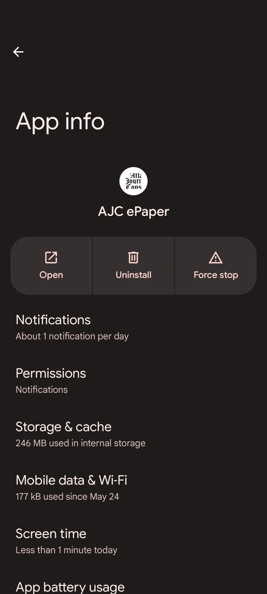 android app settings screen