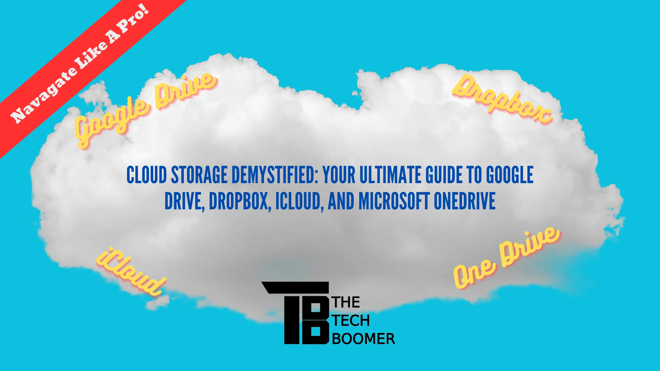 Image of a cloud with different cloud storage services represented