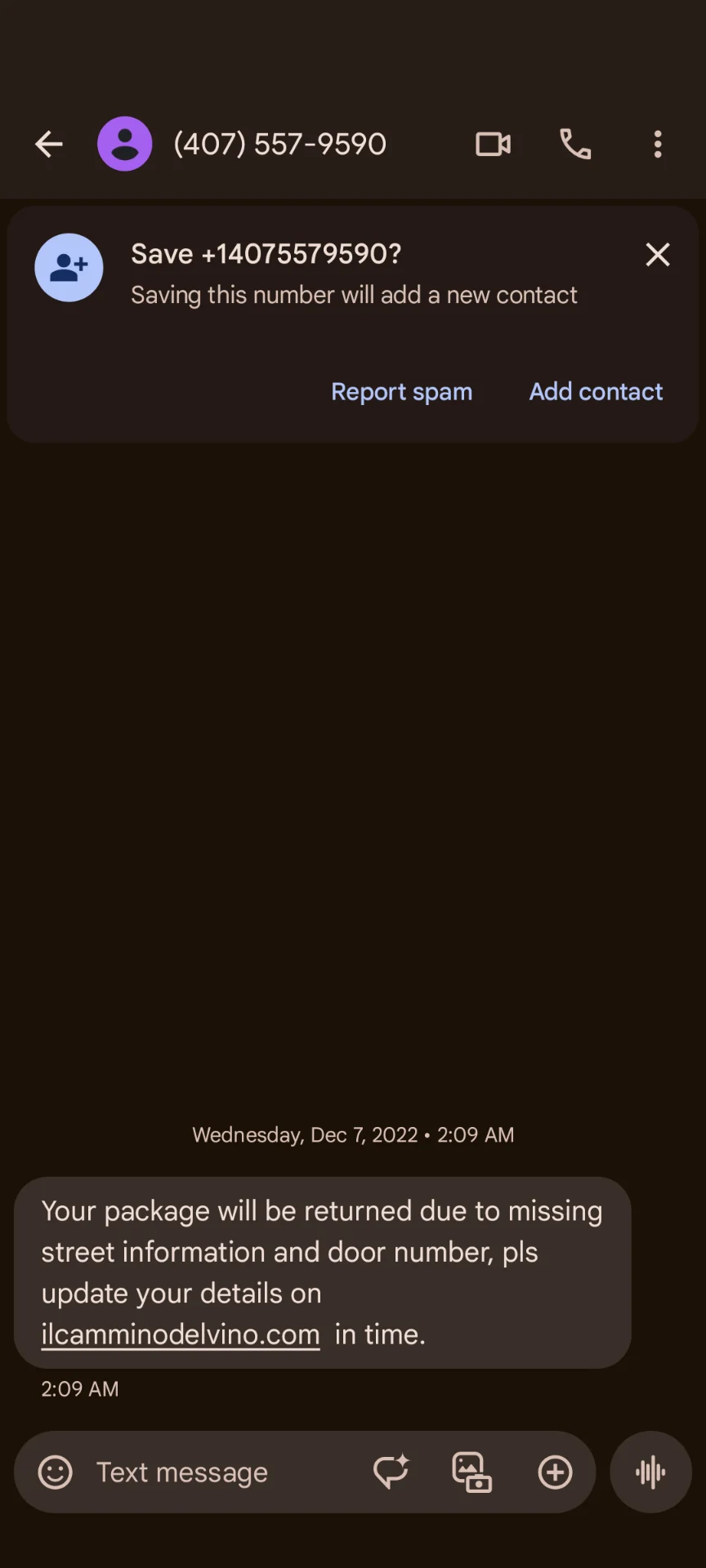 Fake text message 