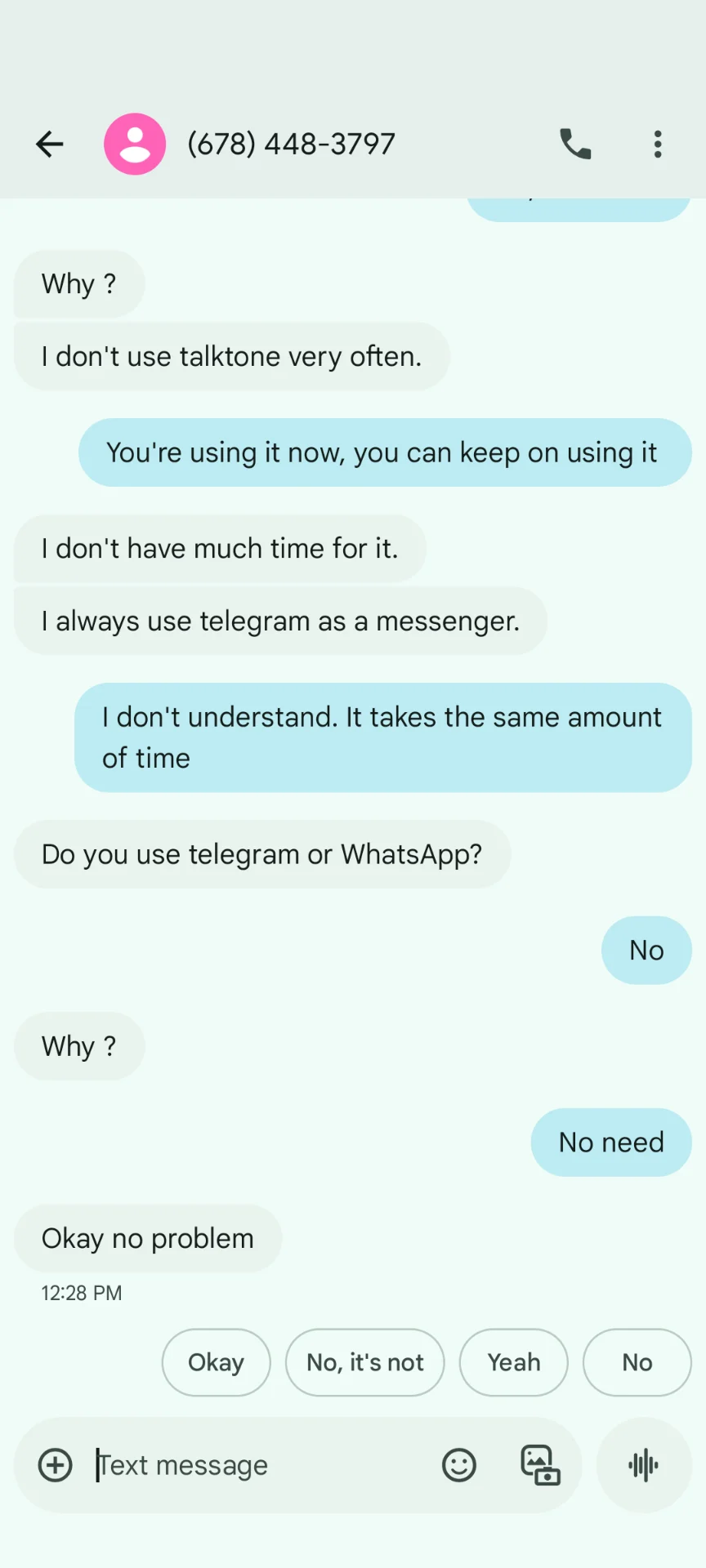 Part 5 of a romance scam where since I would not use Telegram they stopped chatting